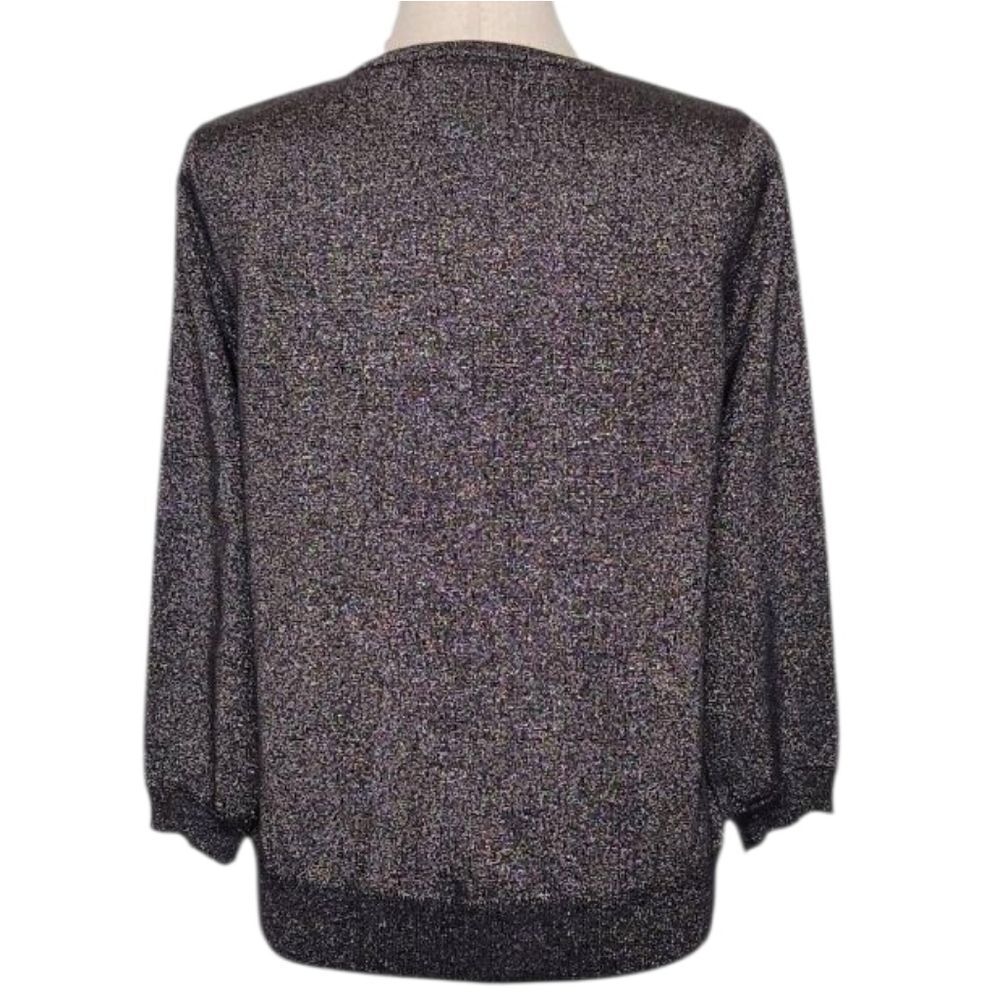August Silk Black Sparkle Beaded Bow Accent 3/4 Sleeve Sweather Size XL - Picture 5 of 11